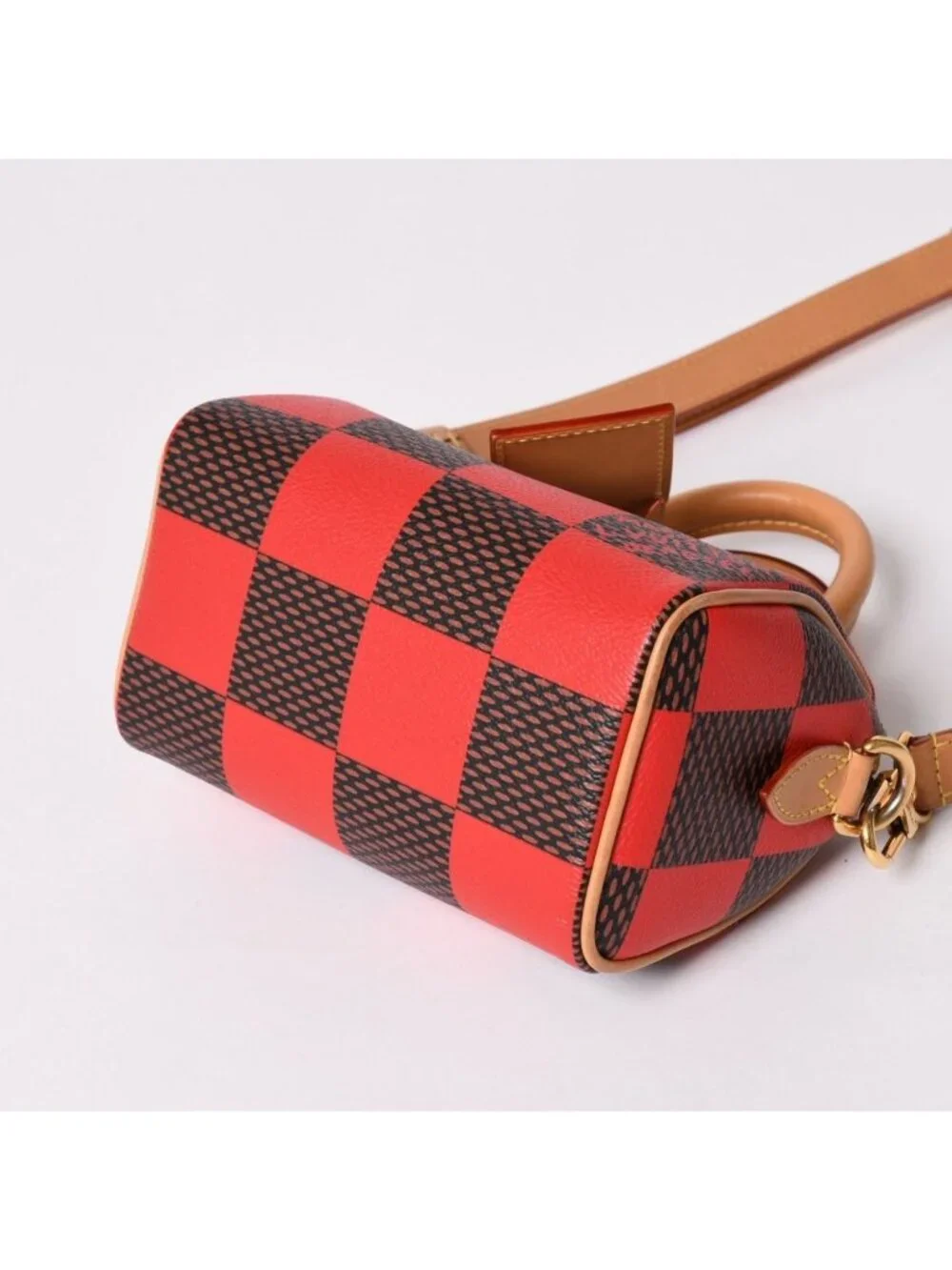 Louis Vuitton Speedy Bandouliere 18 Rouge Damier Pop Brown Red Handbag